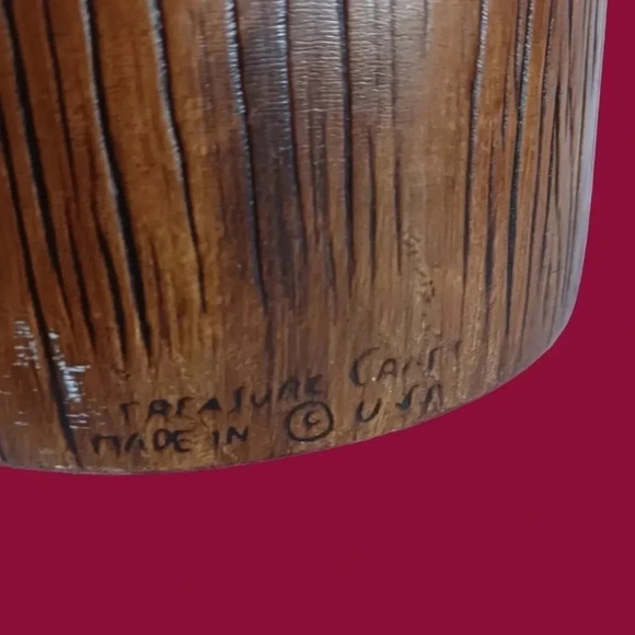 -Treasure craft cookie jar cylinder apples and leaves brown and green - Picture 6 of 9